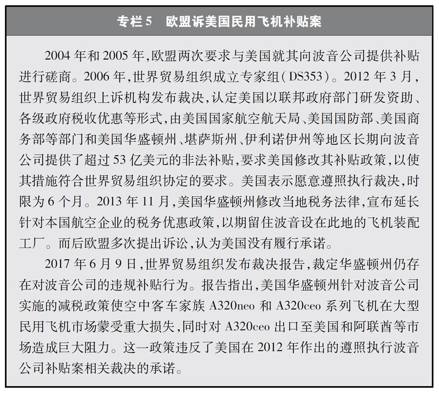 （圖表）[“中美經(jīng)貿摩擦”白皮書]專欄5 歐盟訴美國民用飛機補貼案