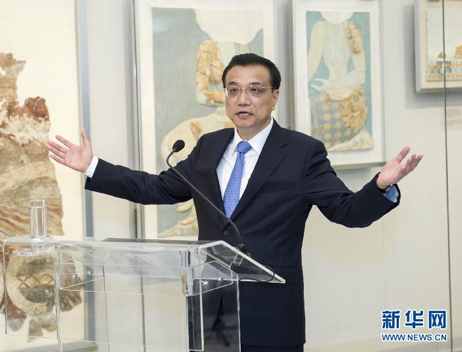 6月21日，國務院總理李克強與希臘總理薩馬拉斯共同出席希臘伊拉克利翁博物館新館開館儀式并發表講話。 新華社記者 王曄 攝
