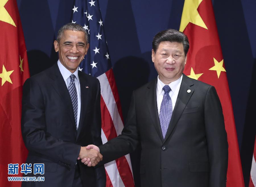 11月30日，中國國家主席習近平在巴黎會見美國總統奧巴馬。新華社記者蘭紅光攝